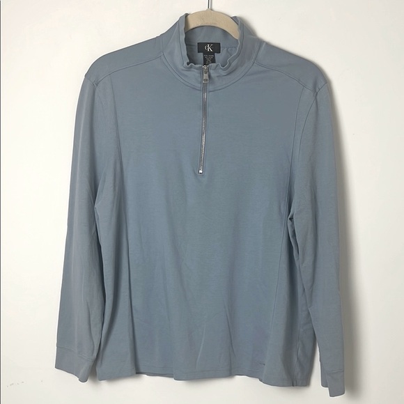 Calvin Klein Men's Blue 1/4 Zip Pullover Lightweight 100% Cotton Long Sleeve XXL - Picture 1 of 7